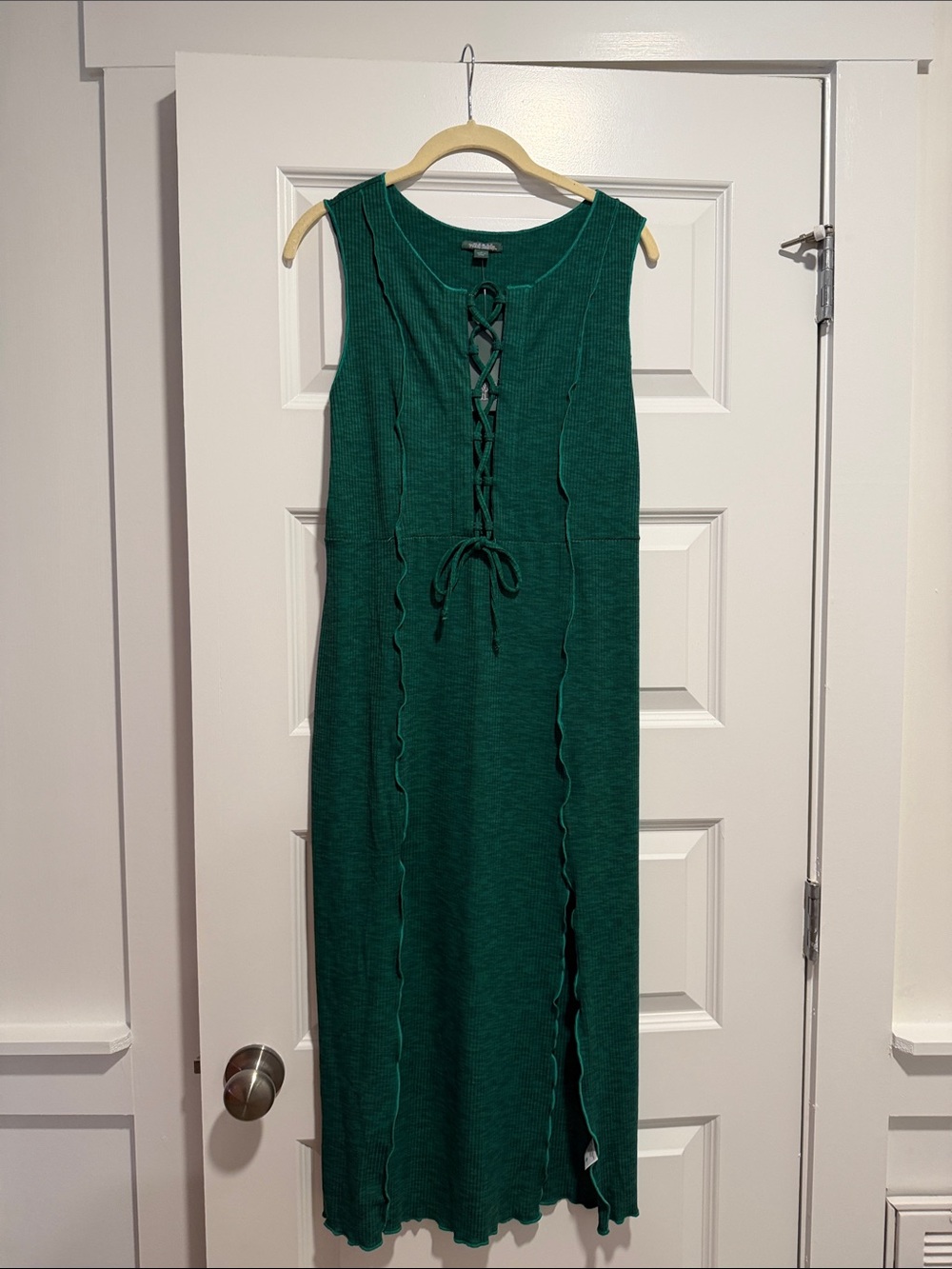 wild fable Dark Teal Lace-Up Sleeveless Maxi Dress